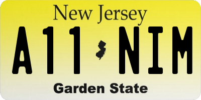 NJ license plate A11NIM