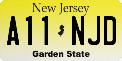 NJ license plate A11NJD