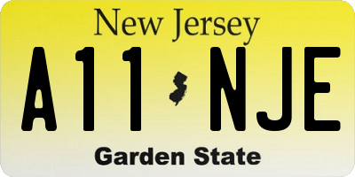 NJ license plate A11NJE