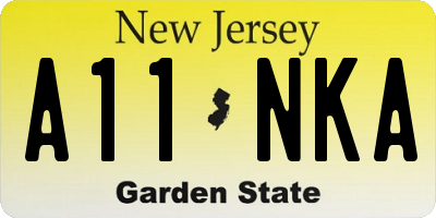 NJ license plate A11NKA
