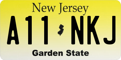 NJ license plate A11NKJ