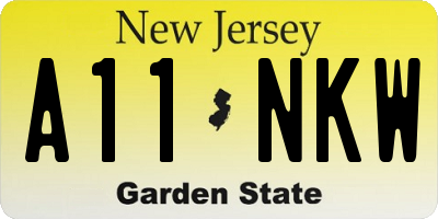 NJ license plate A11NKW