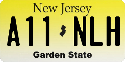 NJ license plate A11NLH