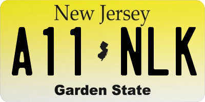 NJ license plate A11NLK