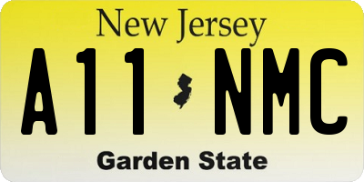 NJ license plate A11NMC