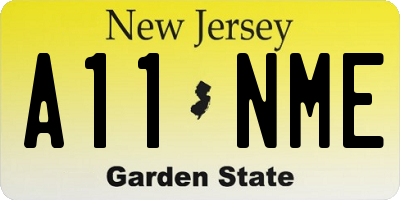NJ license plate A11NME
