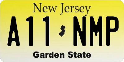 NJ license plate A11NMP