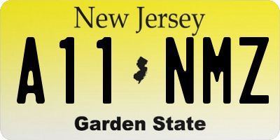 NJ license plate A11NMZ