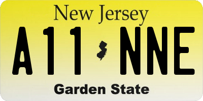 NJ license plate A11NNE