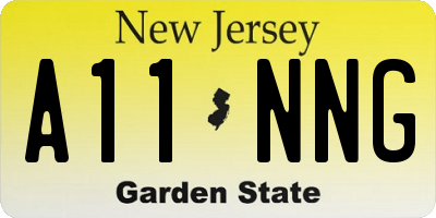 NJ license plate A11NNG