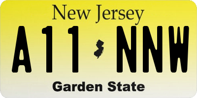 NJ license plate A11NNW