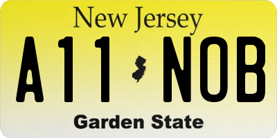 NJ license plate A11NOB