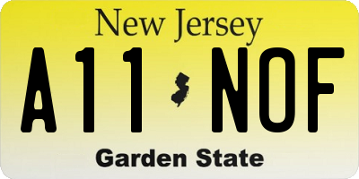 NJ license plate A11NOF