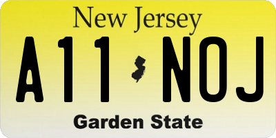 NJ license plate A11NOJ