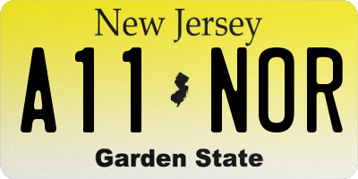 NJ license plate A11NOR