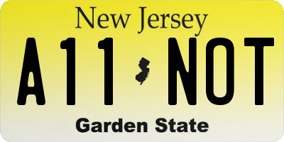 NJ license plate A11NOT
