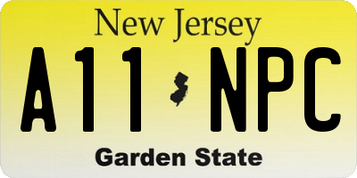 NJ license plate A11NPC