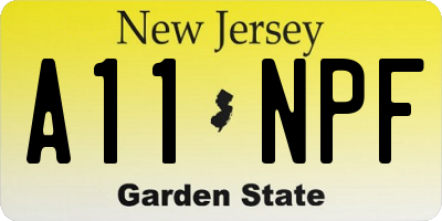 NJ license plate A11NPF