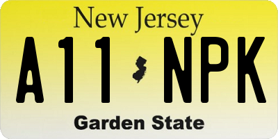 NJ license plate A11NPK