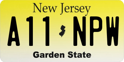 NJ license plate A11NPW