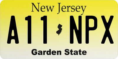 NJ license plate A11NPX