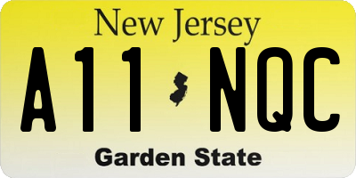 NJ license plate A11NQC