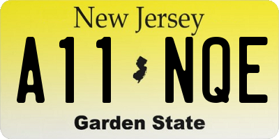 NJ license plate A11NQE
