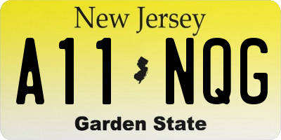 NJ license plate A11NQG