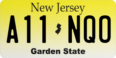 NJ license plate A11NQO