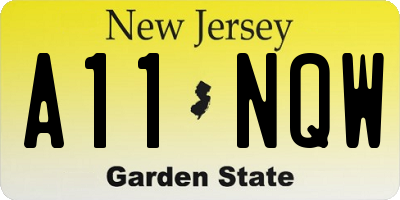 NJ license plate A11NQW