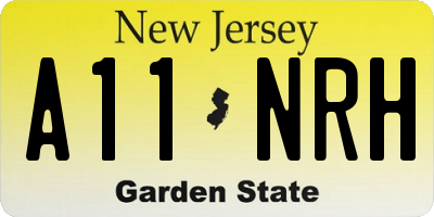 NJ license plate A11NRH