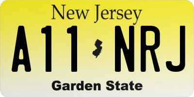 NJ license plate A11NRJ