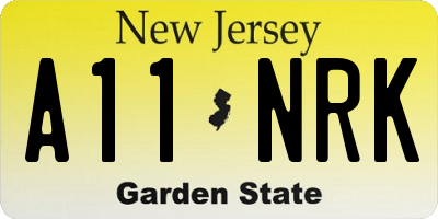 NJ license plate A11NRK
