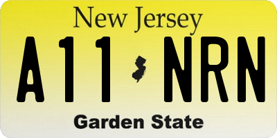 NJ license plate A11NRN