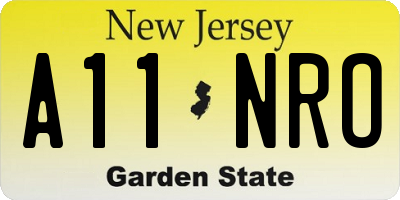 NJ license plate A11NRO