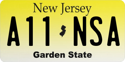 NJ license plate A11NSA