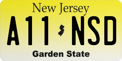 NJ license plate A11NSD