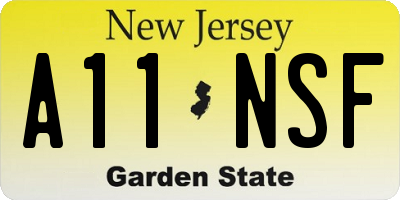 NJ license plate A11NSF