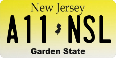 NJ license plate A11NSL