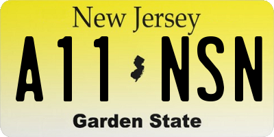 NJ license plate A11NSN