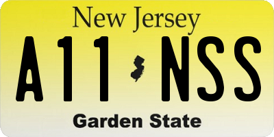NJ license plate A11NSS