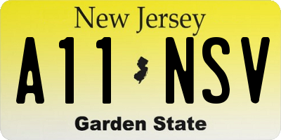 NJ license plate A11NSV