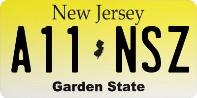 NJ license plate A11NSZ