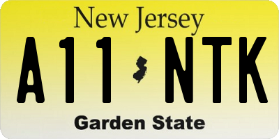 NJ license plate A11NTK