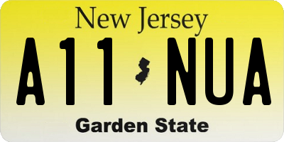 NJ license plate A11NUA