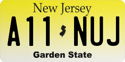 NJ license plate A11NUJ