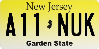NJ license plate A11NUK