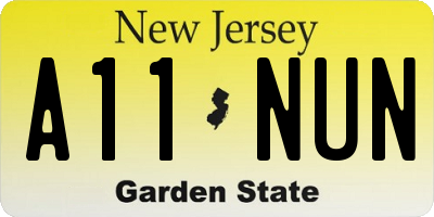 NJ license plate A11NUN