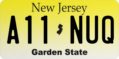 NJ license plate A11NUQ