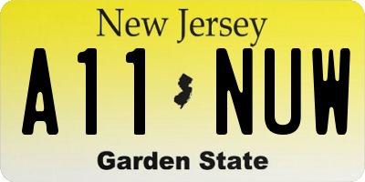 NJ license plate A11NUW